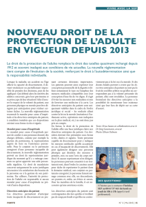 nouveau droit de la protection de l`adulte en vigueur depuis 2013