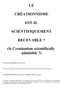 LE CRÉATIONNISME EST-IL SCIENTIFIQUEMENT RECEVABLE