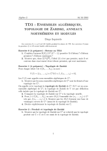 TD3 : Ensembles algébriques, topologie de Zariski, anneaux