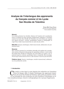 Analyse de l`interlangue des apprenants du français comme L2 du