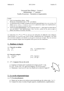 TD n°1 : trigonométrie - Université Paris Diderot