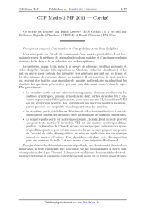 CCP Maths 2 MP 2011 — Corrigé