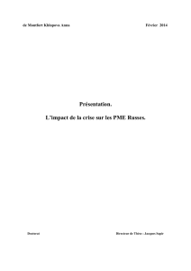 Présentation. L`impact de la crise sur les PME Russes.