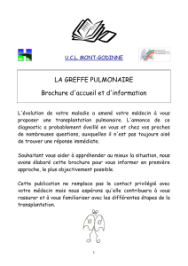 LA GREFFE PULMONAIRE Brochure d`accueil et d`information