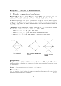 triangles isométriques, triangles semblables