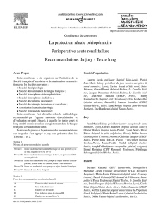 La protection rénale périopératoire Perioperative acute renal