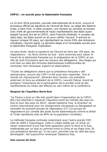 COP 21, un succès pour la diplomatie francaise