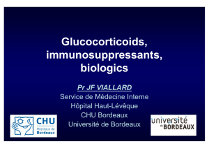 Glucocorticoids, immunosuppressants, biologics