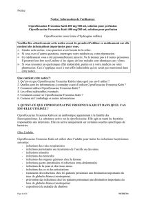 Notice Notice: Information de l`utilisateur Ciprofloxacine