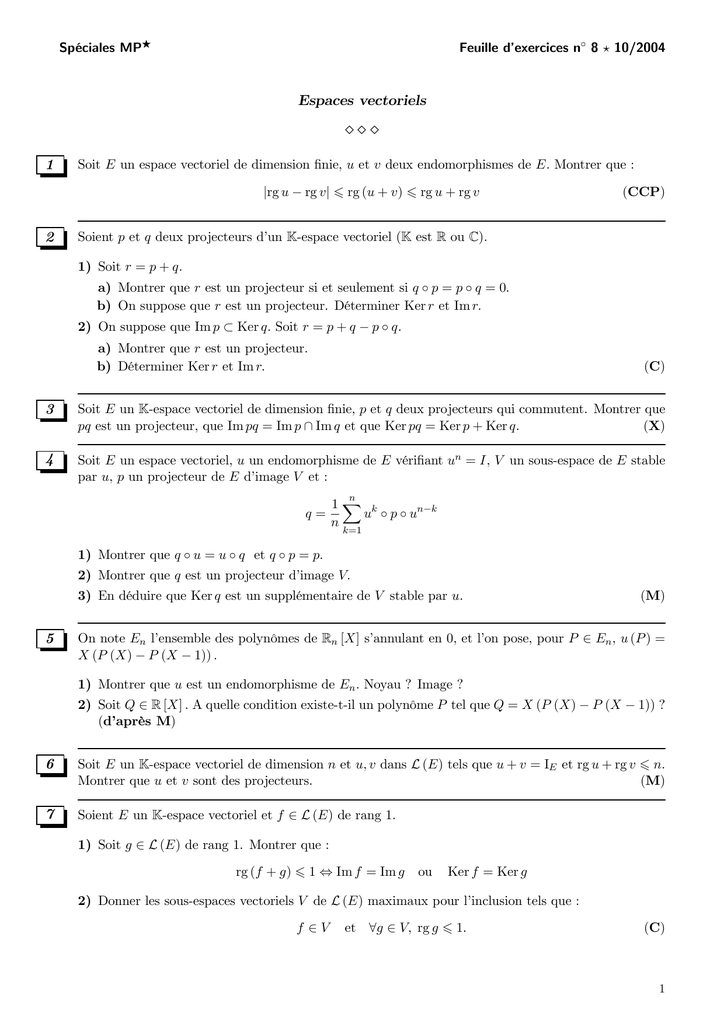 Espaces Vectoriels 1 2 3 4 5 6 7