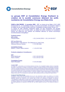 Le groupe EDF et Constellation Energy finalisent la création de la