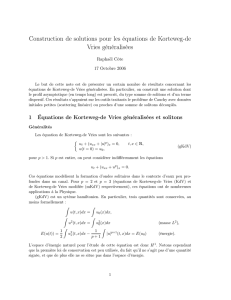 Construction de solutions pour les équations de Korteweg-de