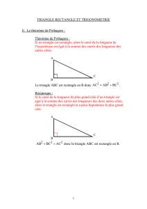 Cours Triangle rectangle et trigonométrie (prof)