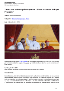 Avec une ardente préoccupation : Nous accusons le Pape