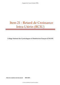Item 21 : Retard de Croissance Intra-Utérin (RCIU) - unf3s