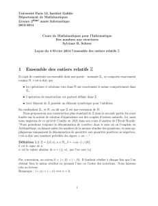 1 Ensemble des entiers relatifs Z - Lipn