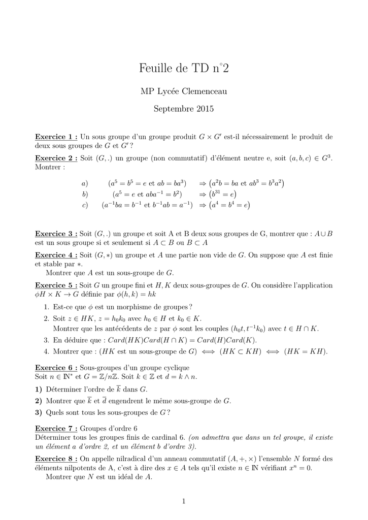 Feuille De Td N 2
