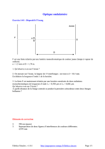Exercice Optique ondulatoire I-01 - Fabrice Sincère