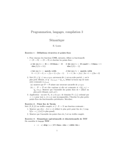 Programmation, langages, compilation 3 – Sémantique