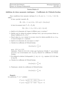 Addition de deux moments cinétiques – Coefficients de Clebsch