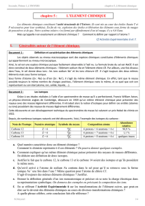 Chp 5 l element chimique - Enseignement des Sciences Physiques