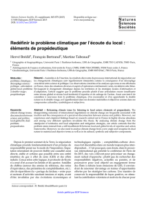 Redéfinir le problème climatique par l`écoute du local : éléments de