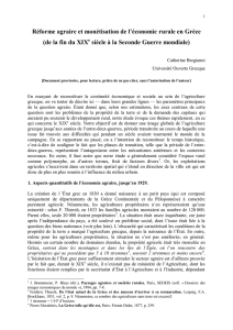 Réforme agraire et monétisation de l`économie rurale en Grèce (de