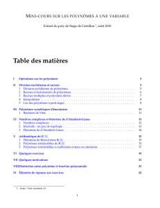 Table des matières