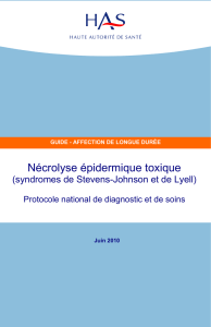 PNDS sur les syndromes de Stevens-Johnson et de Lyell