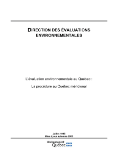 L`évaluation environnementale au Québec : La