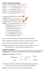 Page 1 Fiche n°4 : vocabulaire des opérations Calculer le double d