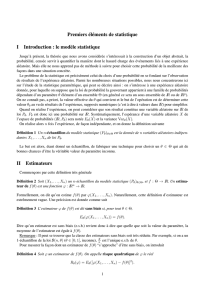 Premiers éléments de statistique I Introduction : le modèle statistique
