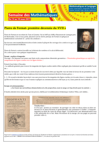 Pierre de Fermat- première décennie du XVII s