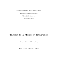 Théorie de la Mesure et Intégration