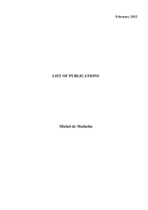 LIST OF PUBLICATIONS Michel de Mathelin