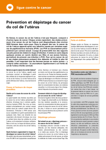 Prévention et dépistage du cancer du col de l`utérus