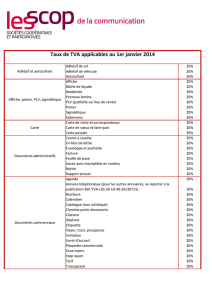 Grille des taux de TVA applicables à partir du 1er janvier 2014