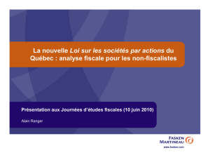 La nouvelle Loi sur les sociétés par actions du Québec : analyse