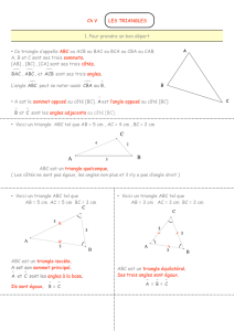 Ch V LES TRIANGLES 1. Pour prendre un bon départ • Ce triangle s