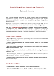 Susceptibilités génétiques et expositions professionnelles Synthèse