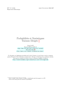 Probabilités et Statistiques Travaux Dirigés 1