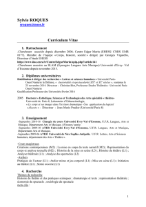 CV de Sylvie ROQUES - Université Evry Val d`Essonne