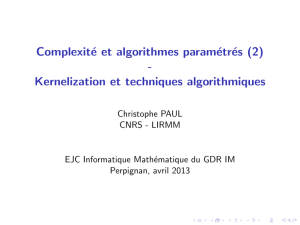 Complexité et algorithmes paramétrés (2) - Kernelization et