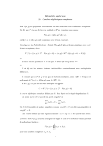Géométrie algébrique §5. Courbes algébriques complexes Soit P(x