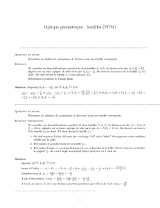 Optique géométrique : lentilles (PCSI)