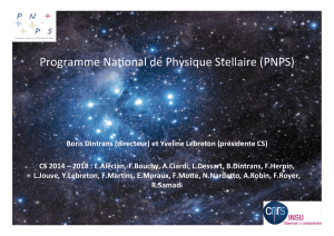 Programme Na*onal de Physique Stellaire (PNPS)
