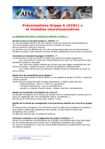 Préconisations Grippe A (H1N1) v et maladies neuromusculaires