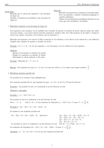 2nde Ch4. Résolution d`équations Savoir faire : . Résoudre par le