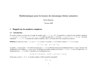 Mathématiques pour la licence de mécanique (6`eme semestre)