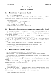 0.1 Equations du premier degré 0.2 Exemples d`équations se